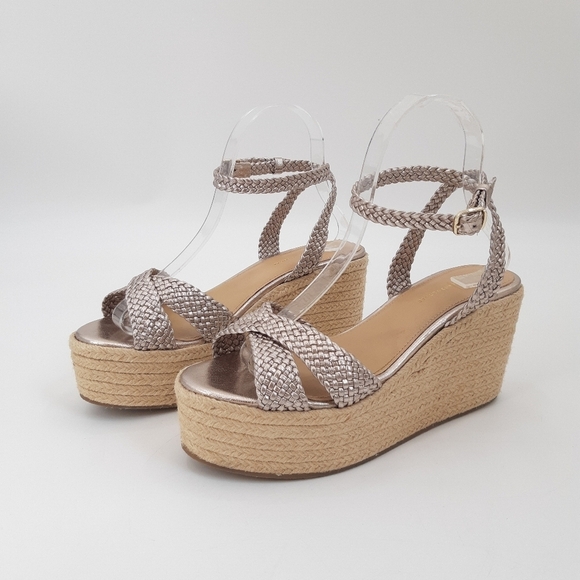 Anthropologie | Woven Strap Wedge Raffia Heels, Sandals in Champagne - Picture 12 of 12